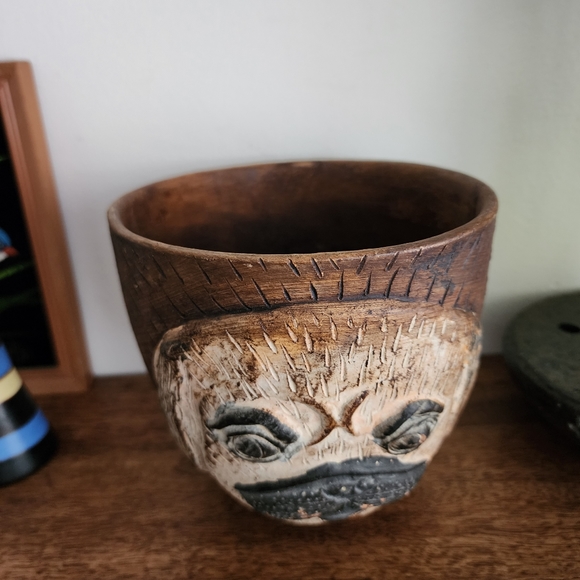 Handmade Terra-cotta Pug Breed Dog Portrait Face Ceramic Planter - Picture 2 of 5